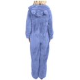 thumbnail image 3 of Women's One Piece Sleepwear Pajamas Autumn And Winter plush Solid Color Long Sleeved Zipper Hooded Romper, 3 of 8