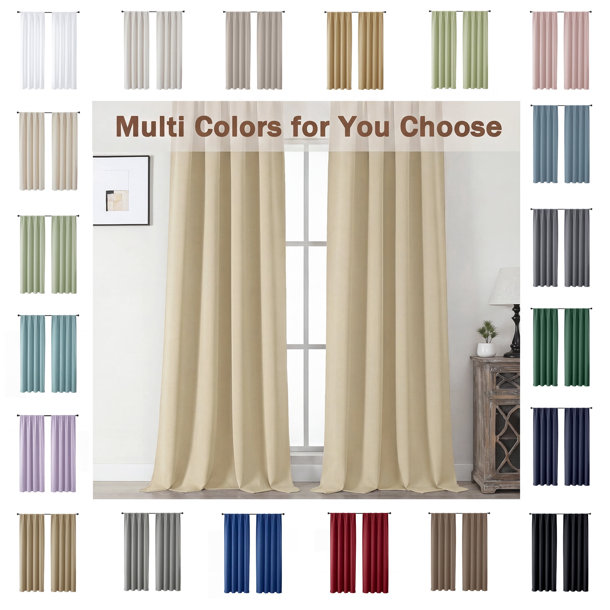 MKHILL Aether 40x84 Blackout Curtains Biscotti Beige 2 Panels, 84 Inch Floor Length Panels for Living Room Bedroom, Thermal Insulated Drapes, Each 40" W x 84" L