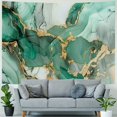 thumbnail image 4 of ONETECH Marble Abstract Tapestry, Turquoise Golden Marble Modern Aesthetic Ocean Texture Wall Tapestries, Teal Grey Unique Ink Painting Stone Liquid Swirls Art Tapestry for Bedroom Living Room Dorm, 4 of 6