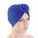 thumbnail image 5 of Envolturas para la cabeza Qarigey mujer diseño elástico nudos de flores gorros con nudo azul real, 5 of 6
