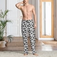 thumbnail image 5 of Uemuo Black White Halloween Pattern Men's Wide Leg Palazzo Lounge Pants with Pockets Light Weight Loose Comfy Casual Pajama Pants-Small, 5 of 9