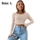 thumbnail image 2 of Tops de manga larga con cuello cuadrado para mujer, camiseta corta de punto sexy ajustada, varios tamaños, 2 of 6