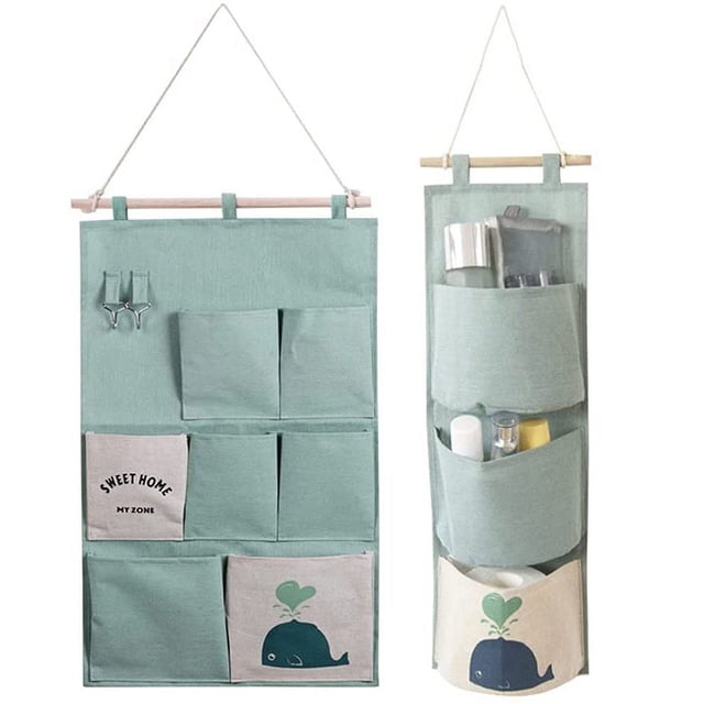 Puerta de almacenamiento colgante, bolsa de almacenamiento para colgar en la pared de algodón ligero Bolsas de almacenamiento plegables para la puerta con ganchos