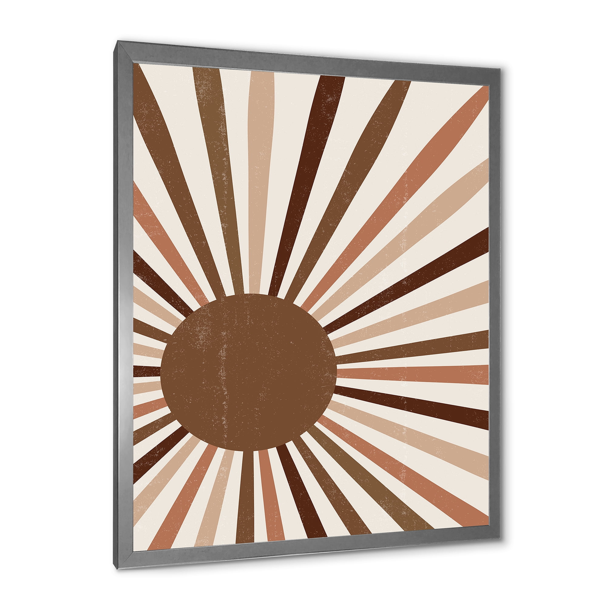 Designart 'Bright Minimalist Shining Terracotta Sun Rays' Modern Framed Art Print