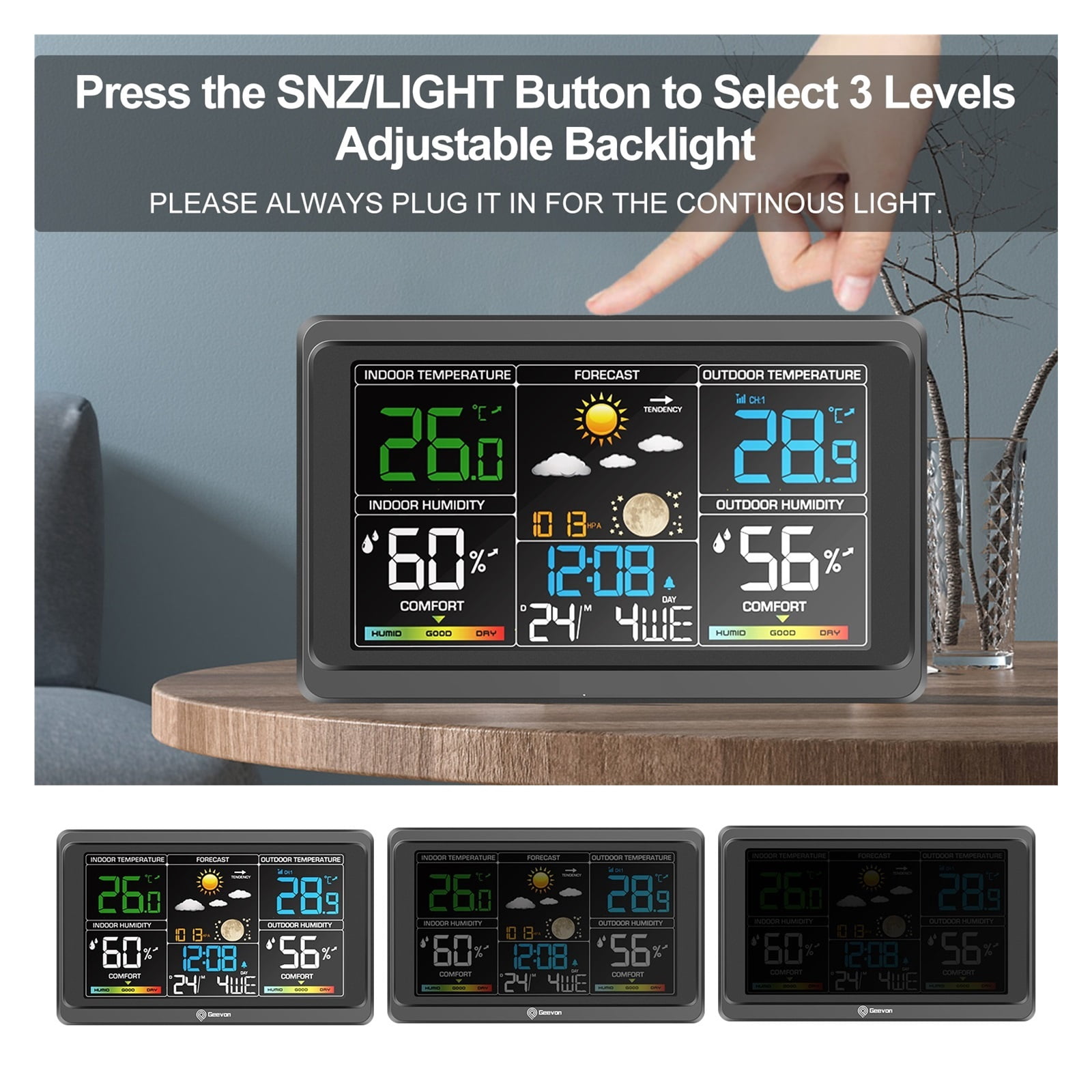 Digital Weather Station, Wireless Indoor Outdoor Thermometer with Backlight