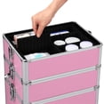 thumbnail image 4 of Yaheetech 4 in 1 Aluminum Rolling Cosmetic Makeup Train Cases Trolley, Pink, 4 of 14