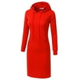 thumbnail image 2 of Doubju Womens Long Sleeve Kangaroo Pocket Hooded Midi Dress With Plus Size, 2 of 4