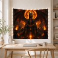 thumbnail image 5 of Black Dragon Above a Blazing Fortress, Dramatic Fantasy for Dragon Fans, Ember-Lit Fire Castle Art, Halloween Gift, Tapestry Wall Hanging for Bedroom and Gaming Room, 5 of 7