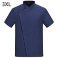 thumbnail image 2 of Uniforme de chef Delantal de cocina de verano de manga corta con bolsillos delanteros Trajes Carnicero Servidor Ropa Suministros para el hogar Absorbedores de humedad Azul 3XL sidaley LF000327-19, 2 of 7