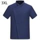 thumbnail image 2 of Uniforme de chef Delantal de cocina de verano de manga corta con bolsillos delanteros Trajes Carnicero Servidor Ropa Suministros para el hogar Absorbedores de humedad Azul 3XL kenally LF000327-19, 2 of 7