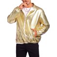 thumbnail image 4 of INSPIRE CHIC Shiny Varsity Jacket for Men's Metallic Baseball Bomber Jacket, 4 of 5