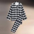 thumbnail image 2 of DHFJKG Mens Flannel Pajamas Set Sleepwear Plaid Pjs Long Sleeve Button Down Lapel Shirts Pants 2 Piece Leisure Loungewear, 2 of 3