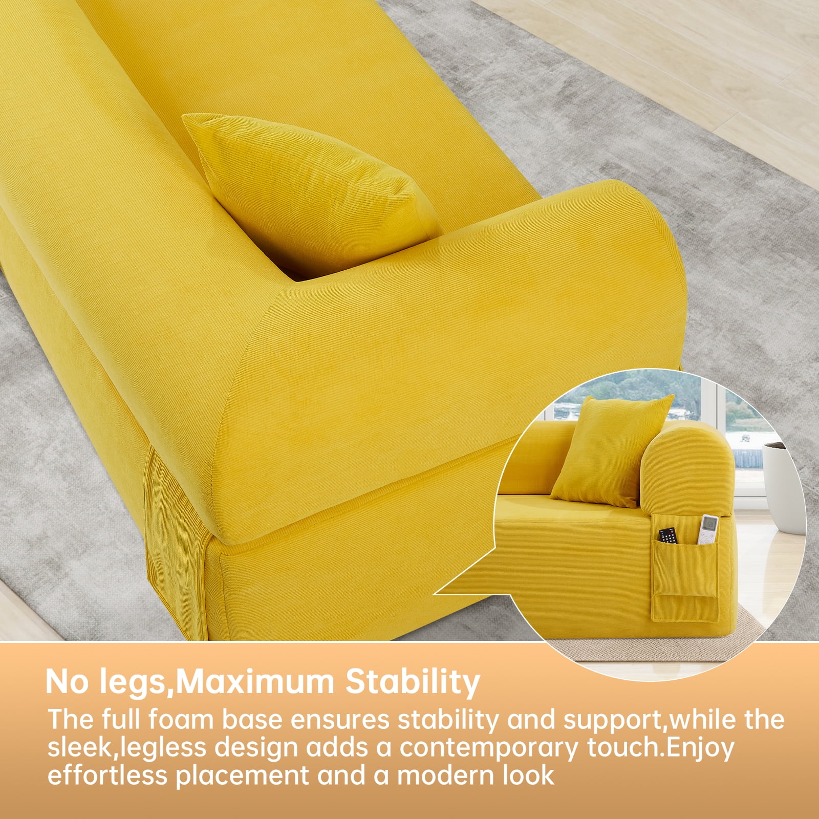 Floor Sofa Sofa-in-a-Box, No Installation & Easy to Transport Memory Foam With Individual Pocket Springs Seat
