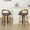 Black, variant on Swivel Bar Stools Set of 2, Modern Wood Frame with Rattan Back, PU Leather Stool for Kitchen Counter, Mid Century Upholstered Barstools with Footrest, Counter Height Stools