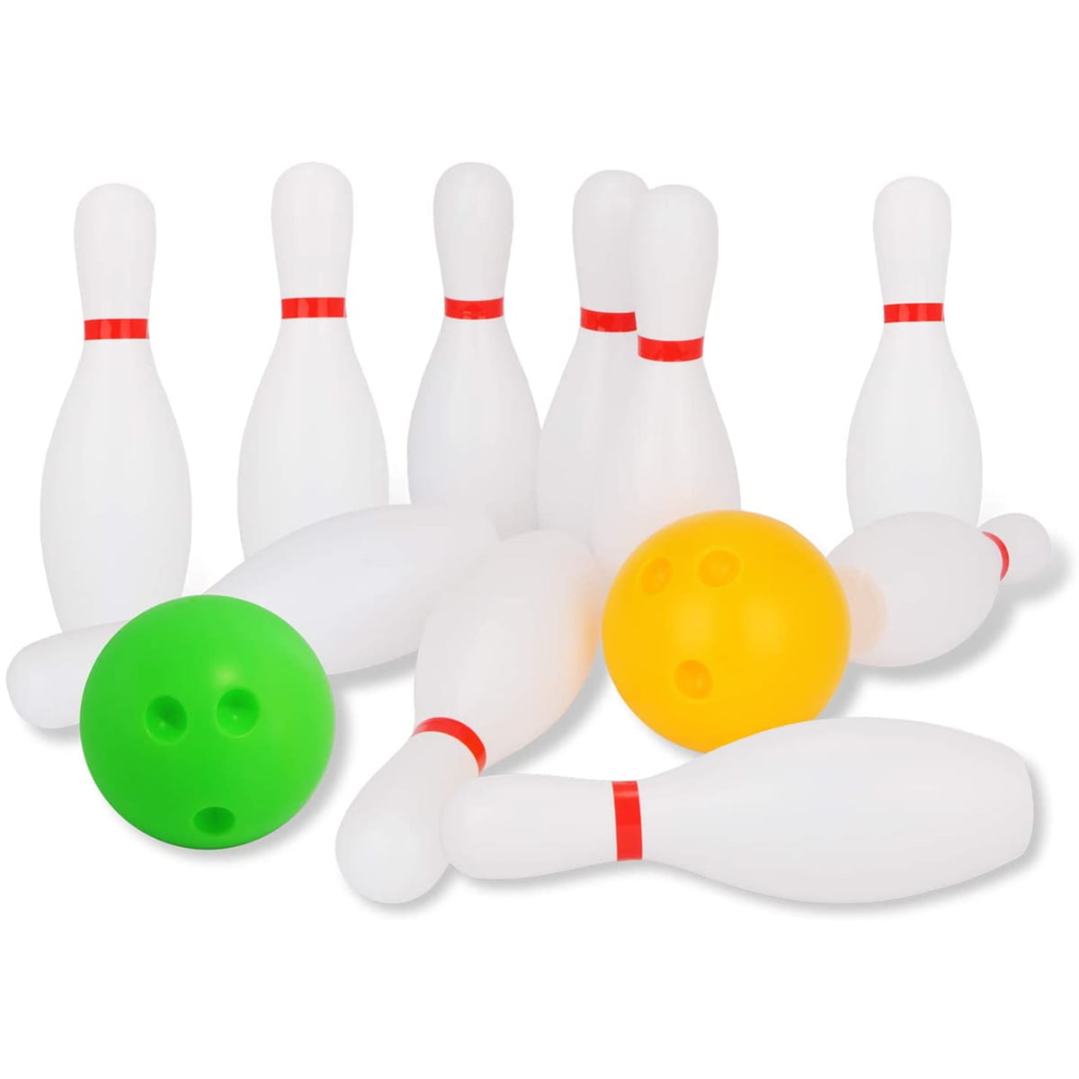 AG_ 12Pcs Solid Color Pins Balls Bowling Game Indoor Sport Development Kids Toy 
