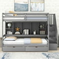 thumbnail image 4 of Cosymart Twin XL over Full Bunk Bed with Built-in Storage Shelves, Drawers and Staircase,Gray, 4 of 9