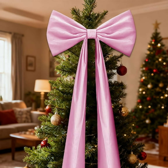 6 Ft Giant Bows for Christmas Tree - Big Red Velvet Bow for Tree Topper Window Wall Mantle - Indoor Home Room Party Valentines Xmas Decoration