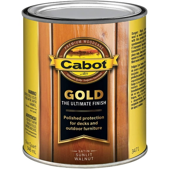 Cabot 140.0003471.005 Gold Finish Stain, Quart, Sunlit Walnut