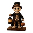 thumbnail image 2 of Voglyf Light Up Skeleton Figurine, 5.9" Wooden-Look Halloween Skeleton Decoration with Warm LED Lantern, Cute Spooky Collectible Statue for Indoor Tabletop, Mantel, Desk and Party Decor, 2 of 6
