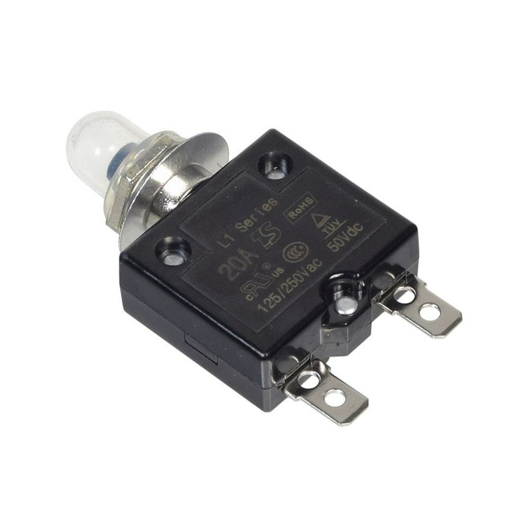 AlveyTech 20 Amp (20A) 50VDC 125/250VAC Push-Button Reset