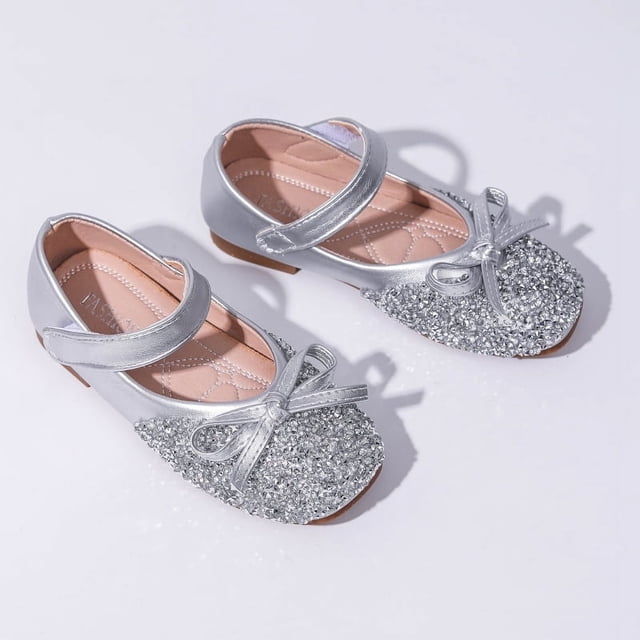 Zapatos de princesa con lentejuelas para niñas, zapatos de cristal con diamantes de imitación para niñas, zapatos de estudiante, zapatos de baile brillantes para actuaciones