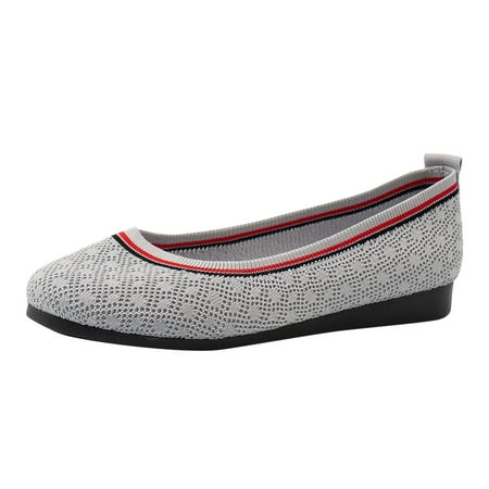 

nsendm Female Shoes Adult Casual Dress Shoes for Women Slip on Round Toe Flat Sole Comfortable Casual Shoes Womens Shoes Business Casual Wedge Grey 8