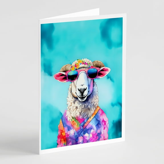 Hippie Animal Sheep Greeting Cards Pack of 8 7 in x 5 in