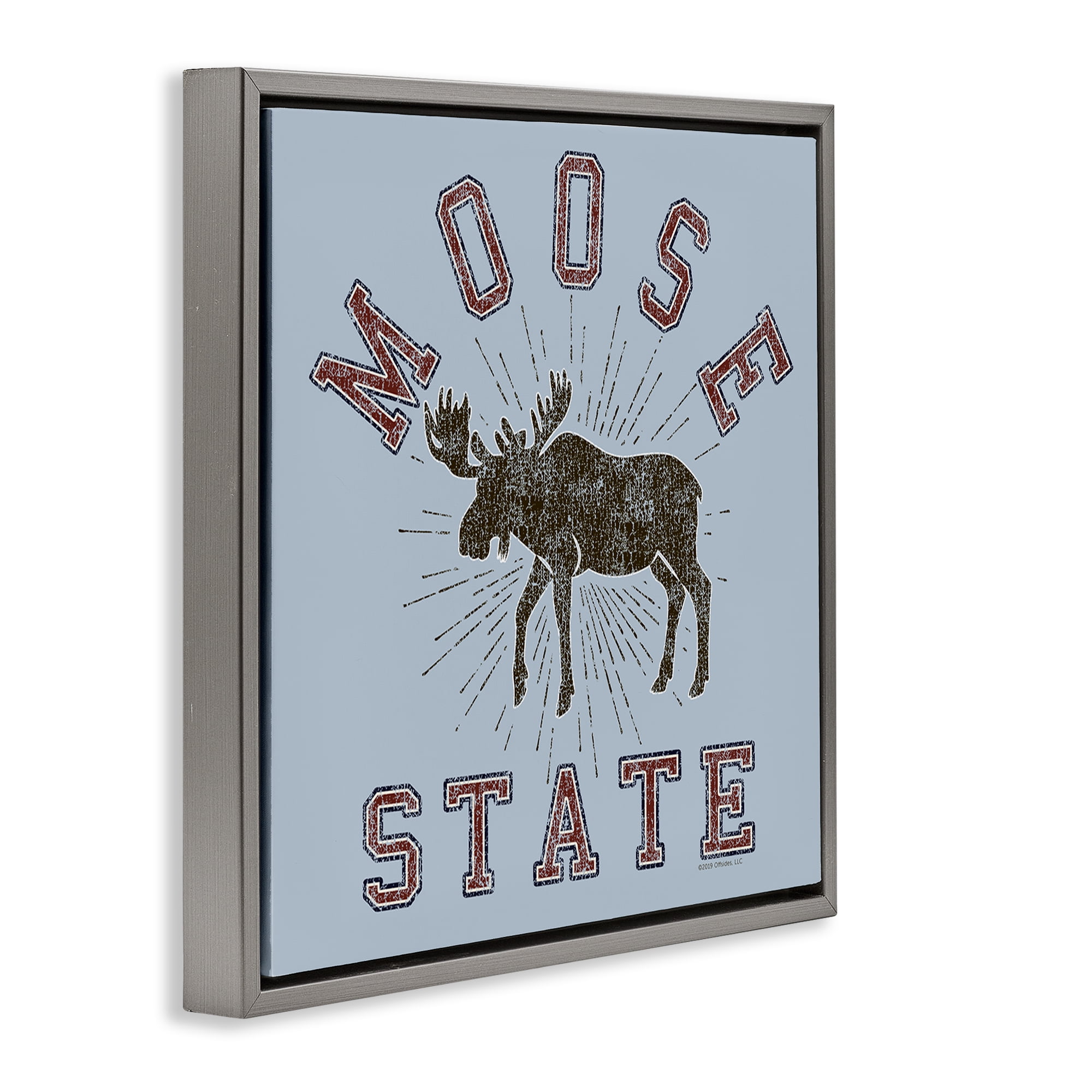 Stupell Industries Vintage Moose State Animals Painting Gray Floater Framed Canvas Art Print Wall Art, 25 x 25