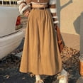 thumbnail image 5 of Womens Corduroy Skirt New High Waist Vintage A-Line Maxi Skirt Khaki S YIWEI, 5 of 11