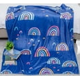thumbnail image 2 of Rainbow Blanket Super Soft Colorful Pride Throw Blanket for Girls Rainbows Gifts for Kids Rainbow Lovers Blue Rainbow Door Flannel Fleece Girly Blanket (50"x60"), 2 of 5