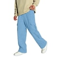 thumbnail image 3 of LIJCC Girls Boys Casual Cargo Joggers Pants Solid Color Athletic Hiking Gym Pants Street Style Cargo Sweatpants(Sky Blue,11-12 Years), 3 of 6