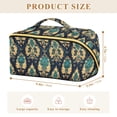 thumbnail image 4 of FORMRS Makeup Bag Travel Cosmetic Organizer for Women Fold Flat Zipper Pouch with Handle, Green Peacock Pattern, 4 of 8