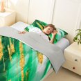 thumbnail image 3 of Homewish Green Marbling Twin Comforter Sets,Gold Metallic Print Bedding Set,Light Gray Reversible,2-Piece,1 Comforter and 1 Pillowcase, 3 of 7
