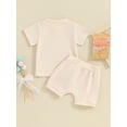 thumbnail image 5 of Elippeo Baby Girls Shorts Set 3 6 12 18 24 Months 3 Years	Short Sleeve Letters Print T-shirt with Elastic Waist Shorts Summer 2-piece Outfit, 5 of 10