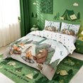 thumbnail image 2 of meiyoeat Green Monogram T Bedding For Boys,Happy Camping Outdoor Adventure Duvet Cover Full,Polkadot Reversible,3pcs,1 Duvet Cover and 2 Pillowcases, 2 of 6