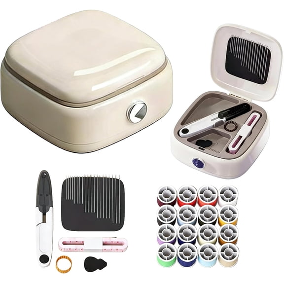 Magnetic Sewing Tool Kit, 2026 New Magnetic Sewing Tool Kit Adults and Beginners, Big Eye Stainless Steel, with Needle Threader and Seam Ripper, for Home Use (White)