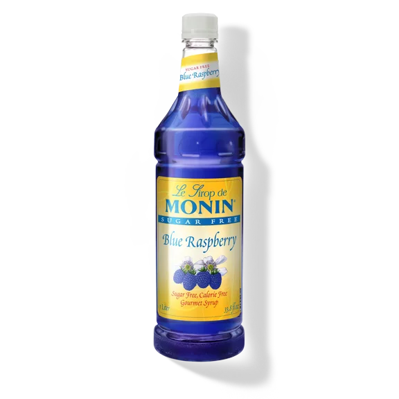 Monin 1 Liter Premium Sugar Free Blue Raspberry Flavoring Syrup Plastic Bottle M-FS195F