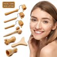 thumbnail image 2 of 7 piezas/juego de masajeador facial de spa, maderoterapia, rodillo de masaje adelgazante facial, terapia de madera, Gua sha, palo de levantamiento facial, eliminador de arrugas, 2 of 5