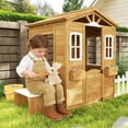 thumbnail image 4 of Outdoor Play Equipment, Wooden Playhouse,Outdoor Playhouse, Natural,White Kids Outdoor Toys,Wood Backyard Playset, Toys Outdoor Sports, 4 of 7