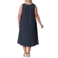 thumbnail image 3 of Agnes Orinda Women's Plus Size Summer Dress V Neck Sleeveless Sundresses Casual Tea-Length Tank Dresses 3X Navy Blue, 3 of 6