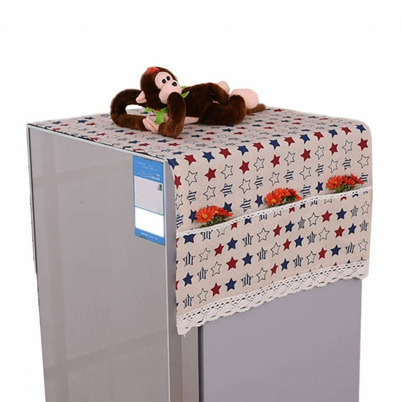 AUQ Fridge Dust Cover,Fade and Mold Resistant Refrigerators Cover,Quick-Drying Feature Washing Machine Top Cover,Blue