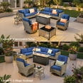 thumbnail image 5 of Ovios 11 Pieces Patio Furniture Set All-Weather Wicker Outdoor Sectional with 54" Fire Pit, Swivel Chairs & Solar Table, 5 of 11
