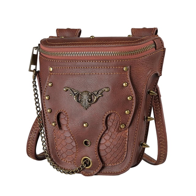 Bolso de mano para mujer, riñonera con correa desmontable, elegante bolso de cintura Steampunk de cuero PU, bandoleras cruzadas para viajes de Camping