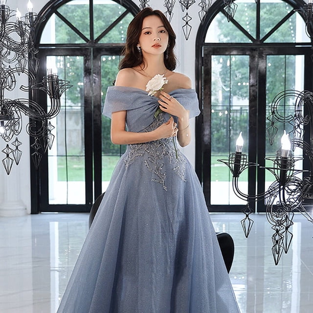 Vestido De Noche Con Cena Azul Formal Para Mujeres Elegante Con Clase Para Debutar 18 Años Novia Largo De Dama De Honor Para El Matrimonio De 2022