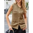 thumbnail image 2 of Women's Sleeveless Sweater Vest with Button Up Cable Knit Crew Neck Trendy Casual Loose Summer Cardigan, 2 of 5