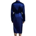 thumbnail image 4 of Men's Silk Satin Long Robe, Lightweight Kimono Bathrobe for men with Two Pockets, M-XXL Nightgown, Blue, 4 of 7