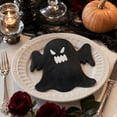 thumbnail image 2 of 20 Pcs Halloween Ghost Shaped Paper Napkins, Large 12 Inch Black Disposable Dinnerware for 20 Guests, Spooky Funny Party Tableware Decorations, 2 of 7