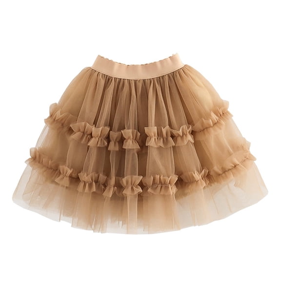 Ticikt Girls Tulle Skirts A-line Mesh Skirt Long Tutu Skirts Dress Stars Sequins Tutu Skirt for Toddler Girls,Color:Khaki,Size:12-24 Months
