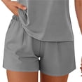 thumbnail image 4 of 2 Piece Outfits for Women Short Sleeve V Neck T-Shirt Tops Loose Match Shorts Sets Summer Sweatsuits Loungewear, 4 of 6