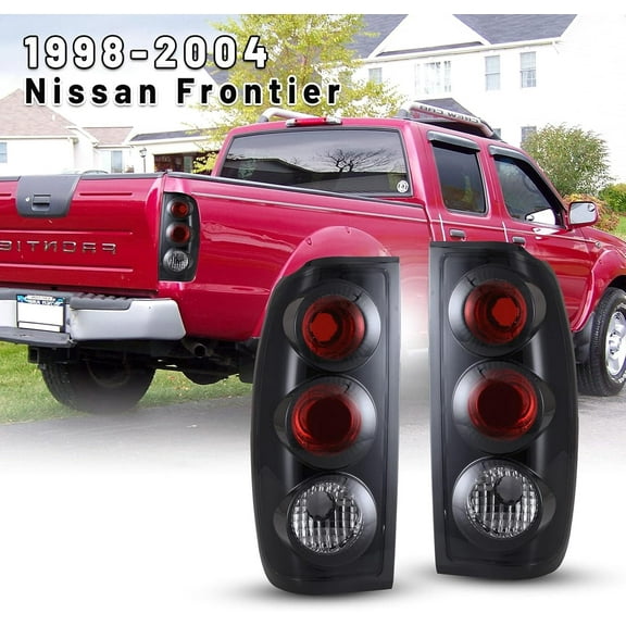 Taillights Assembly for 1998-2004 Nissan Frontier,Driver & Passenger Side Taillight,Matte Black Smoked Lens